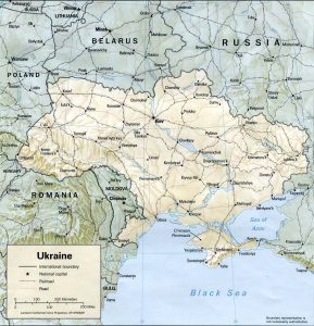 Mappa del rilievo di Ucraina