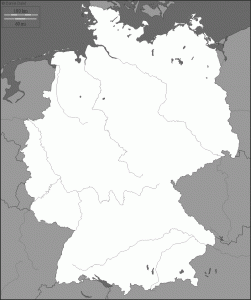 Blank map of Germany with rivers