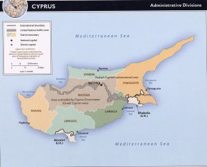 administrative map of Cyprus