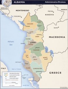 Map of regions of Albania