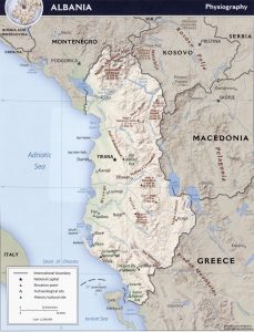 Relief map of Albania