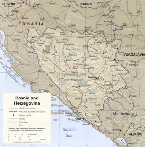 Relief map of Bosnia and Herzegovina