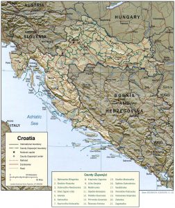 Relief map of Croatia