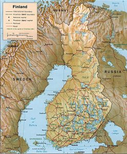 Relief map of Finland