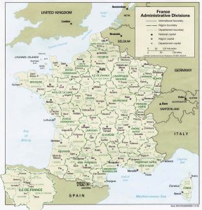 Map of French departments (before 2016)