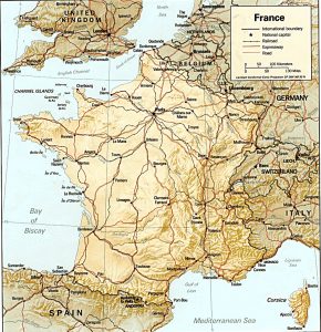 General Relief map of France