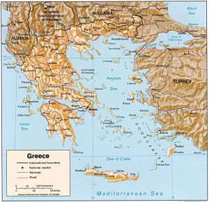 Relief map of Greece