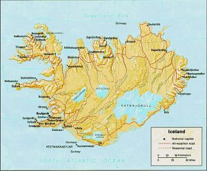 Map of Iceland relief