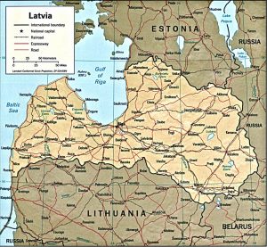 Latvia terrain map