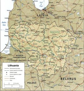 Relief map of Lithuania