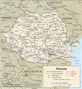 Political map of Romania