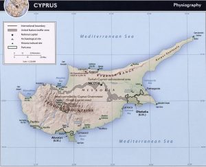 Relief map of Cyprus