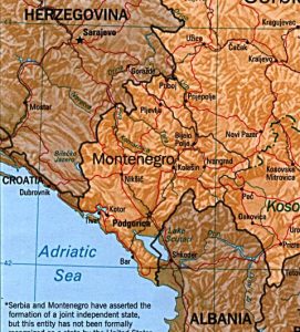 Relief map of Montenegro