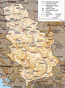 Relief map of Serbia