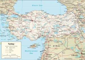 Map of Turkey terrain