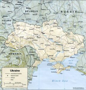 Relief map of Ukraine