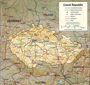 Relief map of the Czech Republic