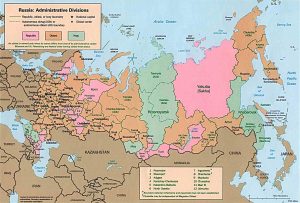 Map of administrative regions of Russia