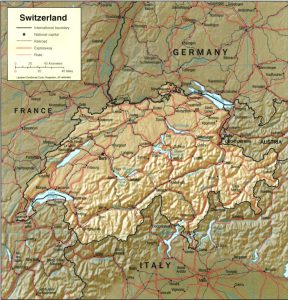 Map of Switzerland Relief