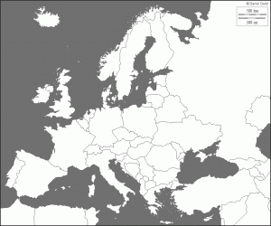 Blank map of Europe with countries