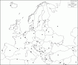Mappa vuota dell Europa, paesi e capitale