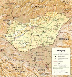 Relief map of Hungary