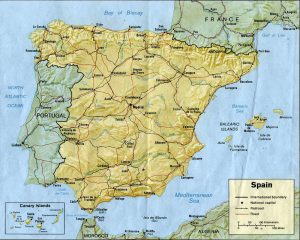 Map of Spain relief