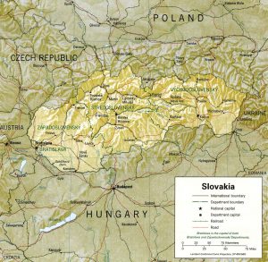 Relief map of Slovakia