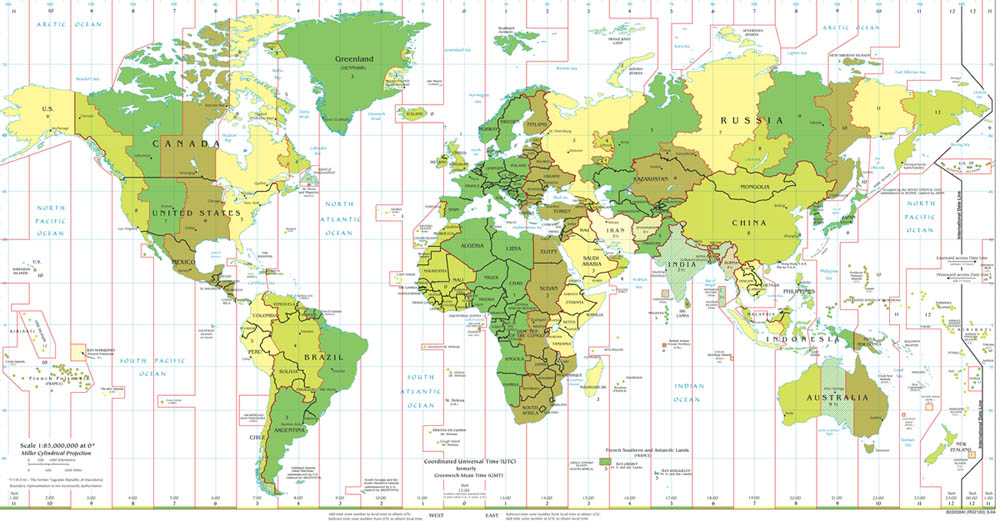 Carte des fuseaux horaires