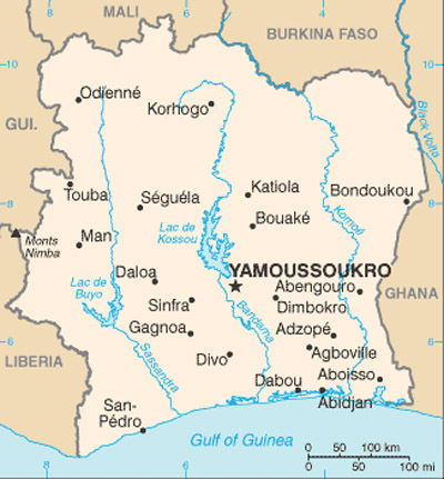 Cartes de la Côte d'Ivoire  Cartemonde.org